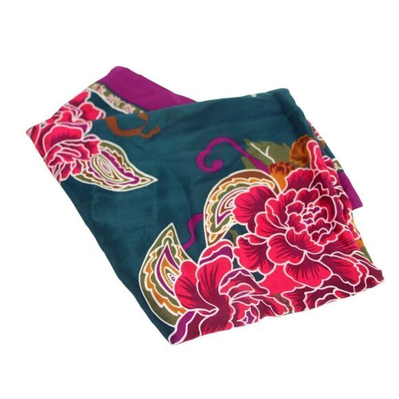 33.5"x33.5" Allen Solly MULTICOLOR FLORAL SILK HANDROLLED SCARF SHAWL WRAP (G89 - Picture 5 of 9